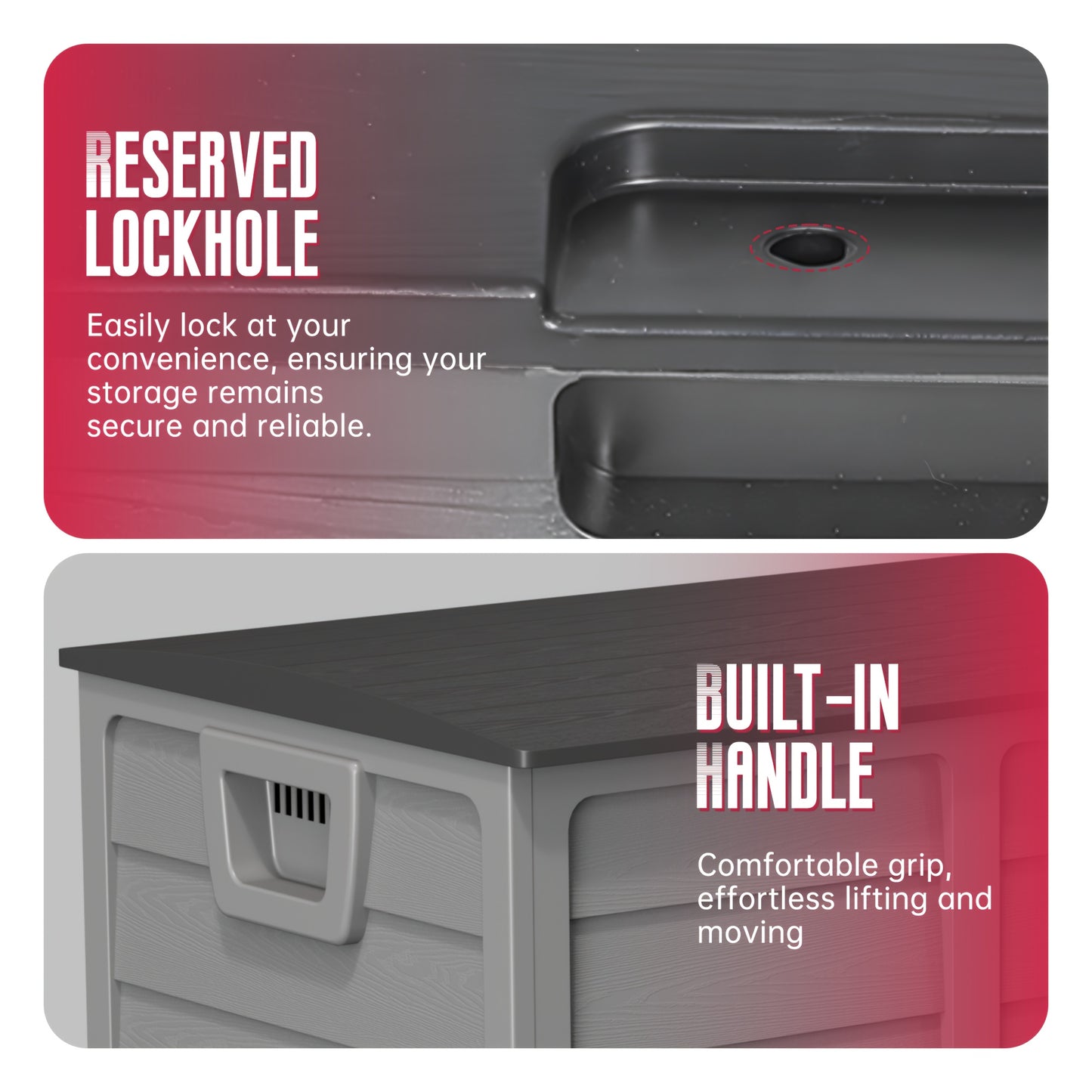 75 Gallon Resin Outdoor Storage Box With Handles Deck Box